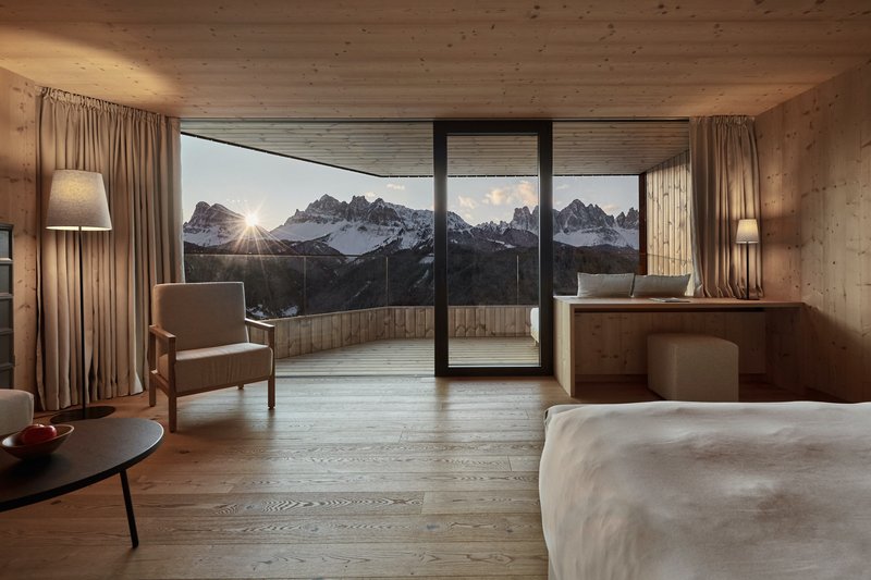 Dolomites mountain hotel view