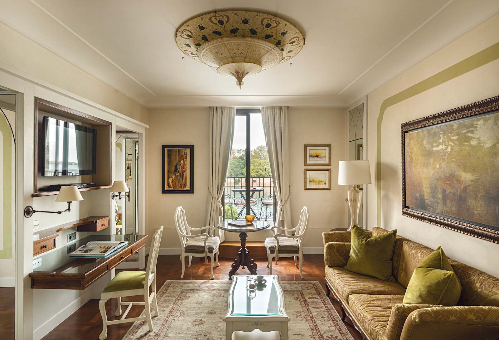 Elegant suite living room at Hotel Cipriani